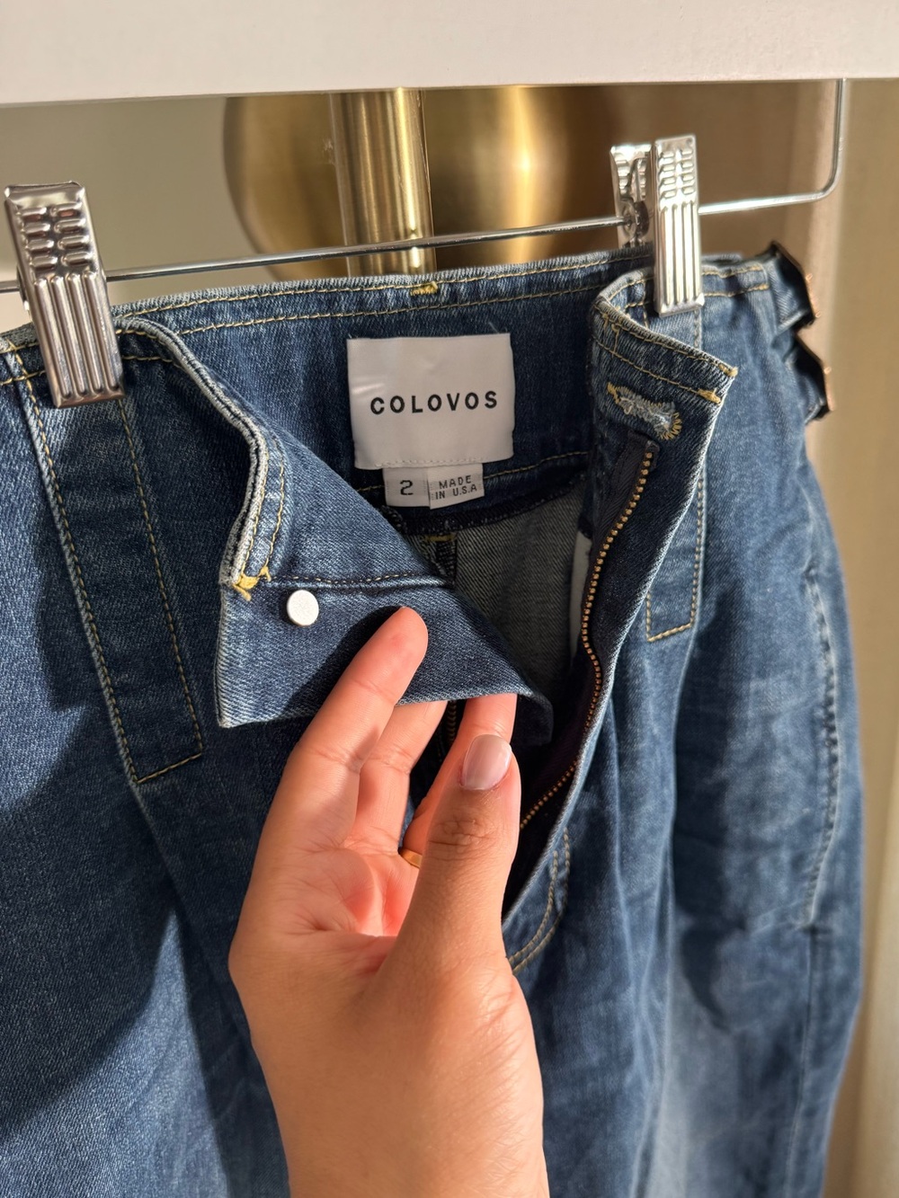 Colovos Buckle Jean Medium Fade Pleated High Rise Tapered Denim | 2 - Picture 3 of 10